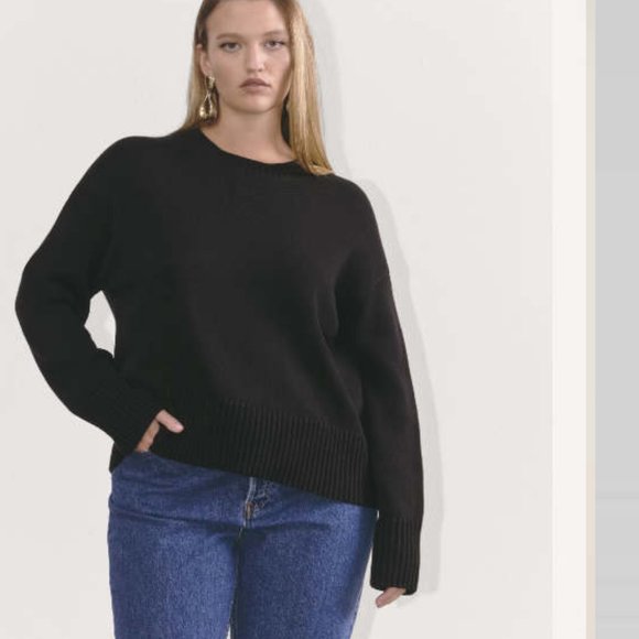 Everlane The Boxy Sweater in Everyday Cotton Black XS - Picture 1 of 14